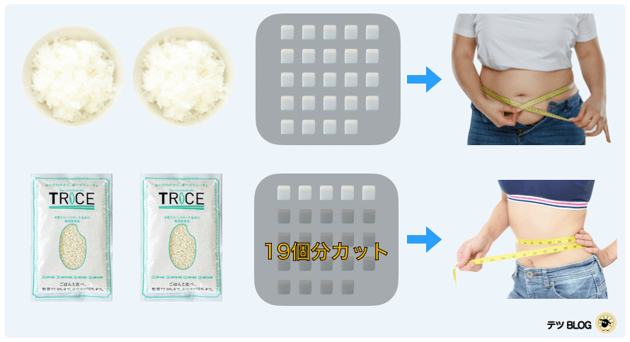低糖質米と白米の糖質の差
