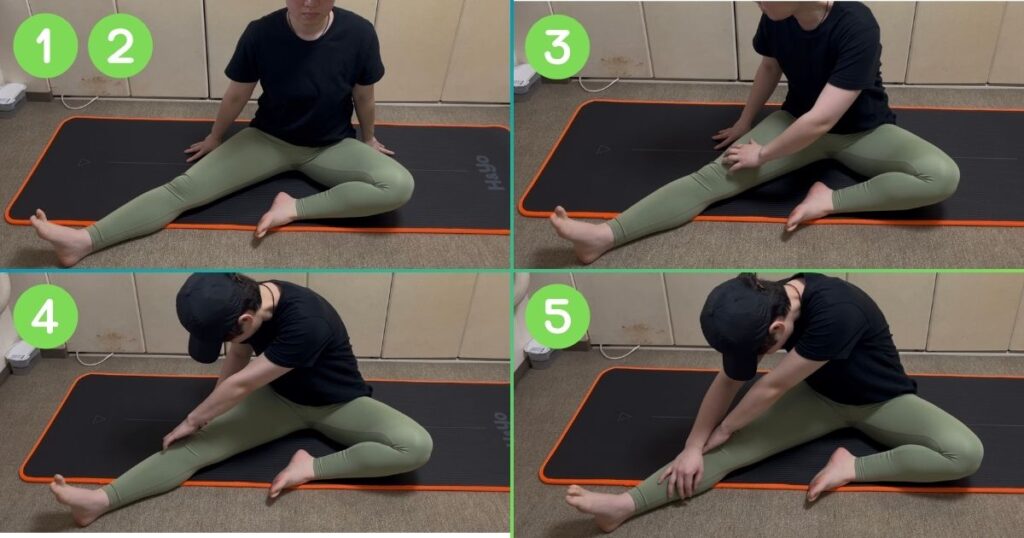 座りながらできる広背筋のストレッチ 手順