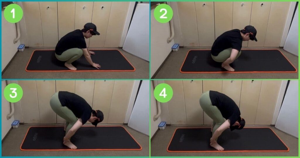 立ったままできるハムストリングのストレッチ 手順