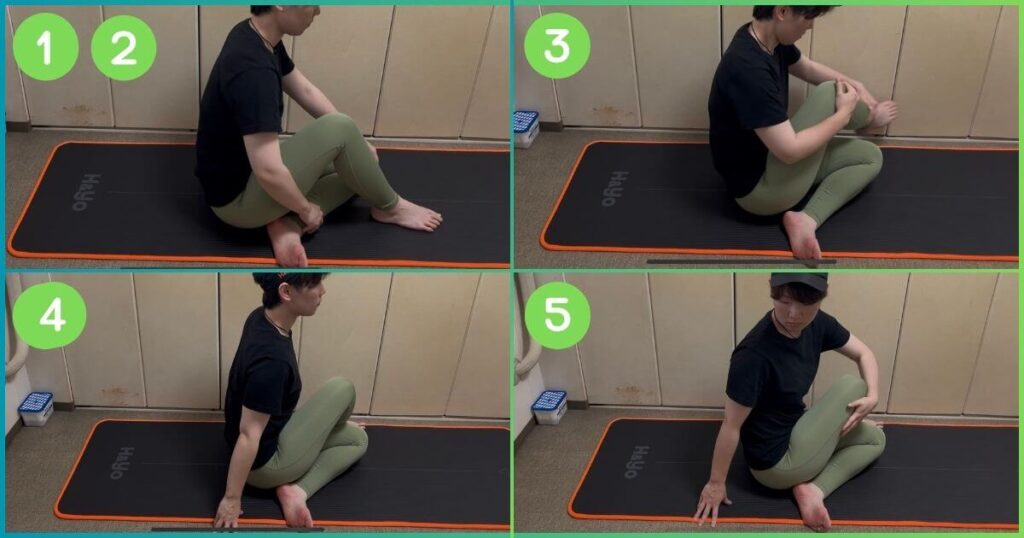 座ってできる脊柱起立筋のストレッチ 手順