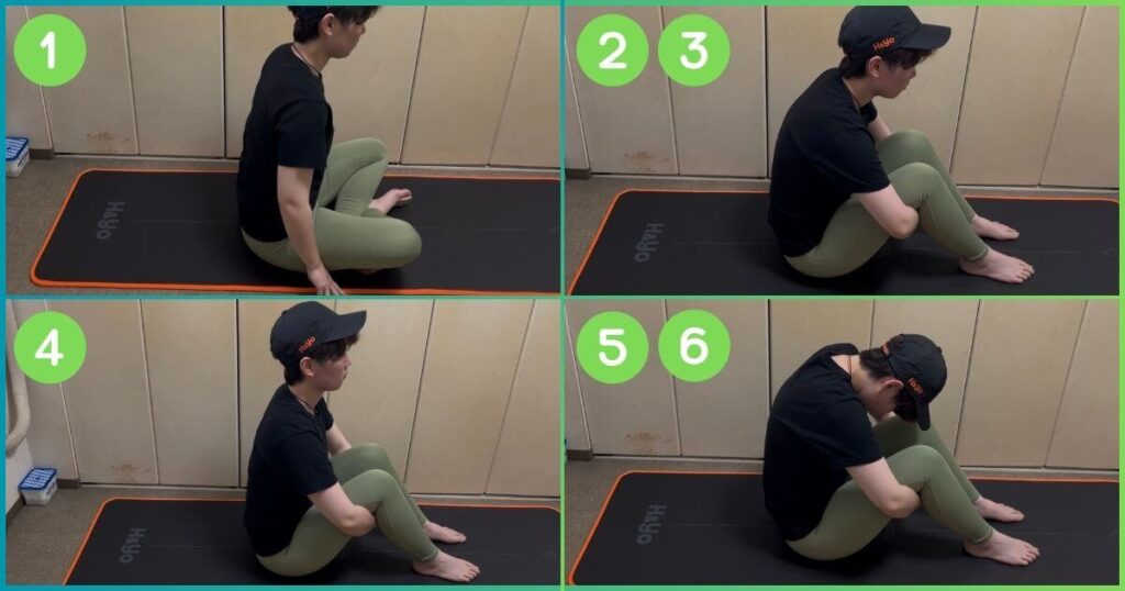 座ってできる脊柱起立筋のストレッチ 手順